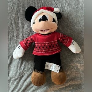Disney Collection Christmas Mickey Mouse with Santa hat  13 inch